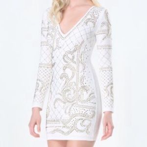 Quilted Venus gold studded dress